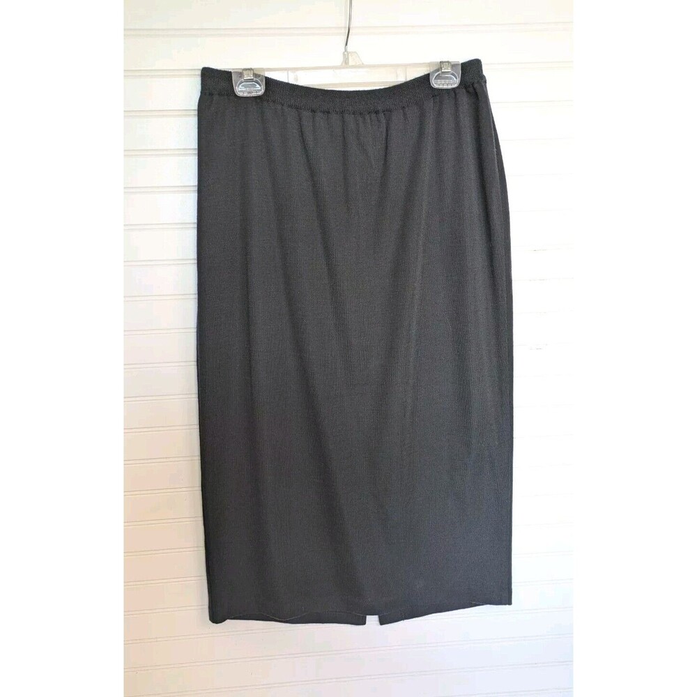 Elisabeth by Liz Claiborne Skirt Size L Black Classic Pencil Midi Wool Blend